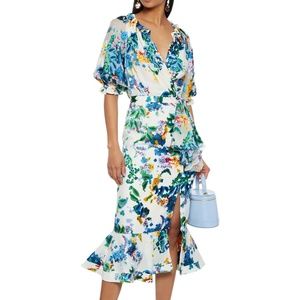 Saloni Olivia wrap effect floral print